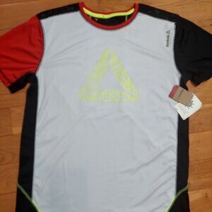 Reebok‎ Kids Playdry Neon XL T-Shirt Athletic Black White Boys Shirt New